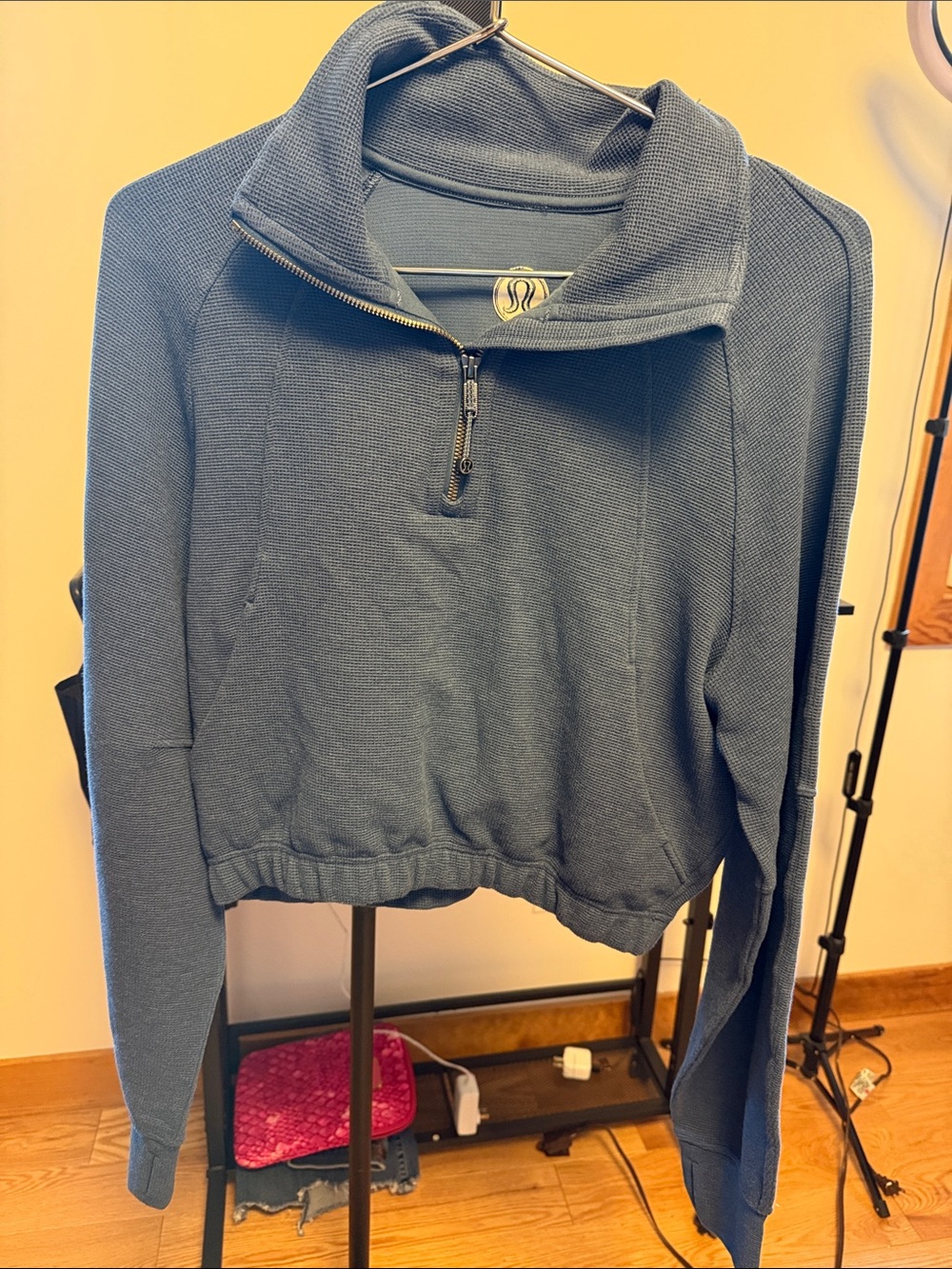 lululemon athletica scuba cropped funnel neck half zip waffle.
